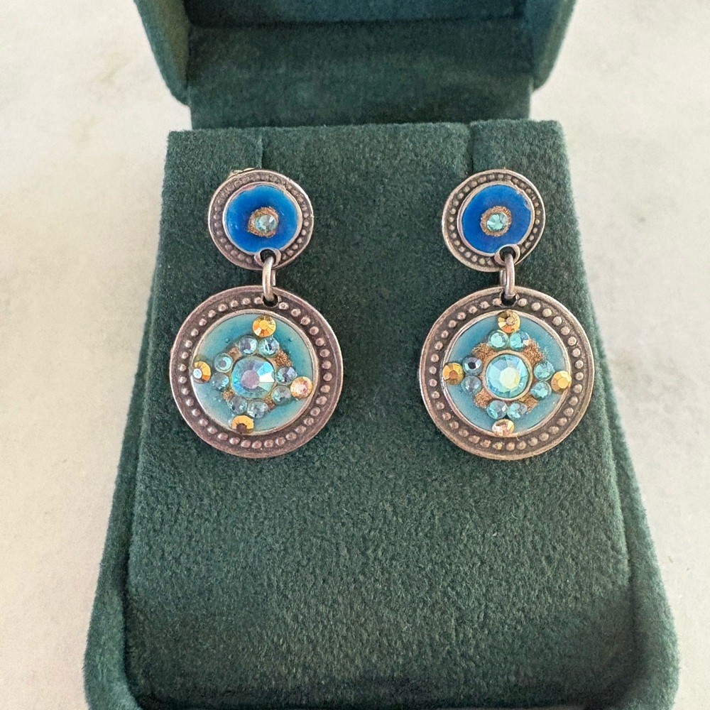 Stunning Blue and Silver Gemstone Earrings
